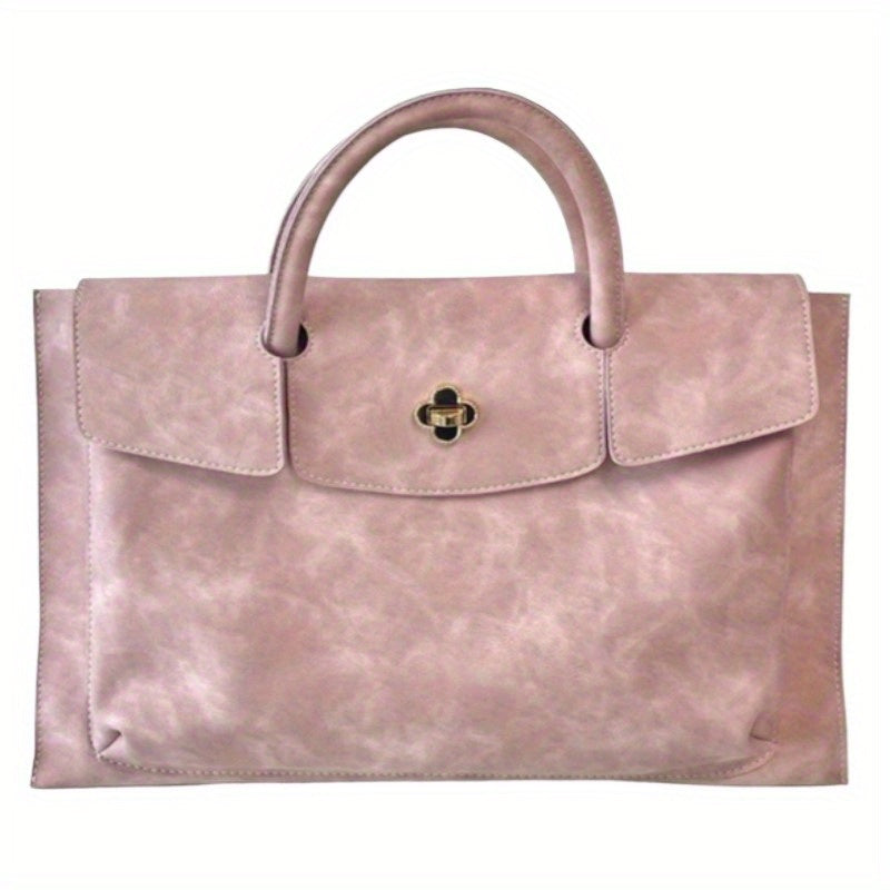 Pink Laptop Tote Bag for Women, Lightweight 13-16 Inch MacBook/ Notebook Bag with Metal Clasp, Stylish Work Commute Shoulder Bag for Office, College, Travel (Fits 13/ 14/ 15.6/ 16 Inch Laptops)